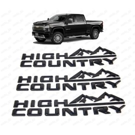 GM 3pcs High Country Emblem Fender Door Tailgate Badge For Silverado Gloss Black