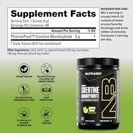 NutraBio- “Suplemento en Polvo de Monohidrato de Creatina Pura, Citrus Rush, (300 g) Apoya la Energía Muscular a Granel, R
