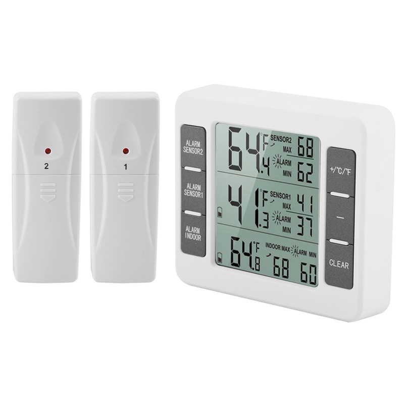 Refrigerator Thermometer, Remote Thermometer Digital Refrigerator Thermometer with 2PCS Sensor