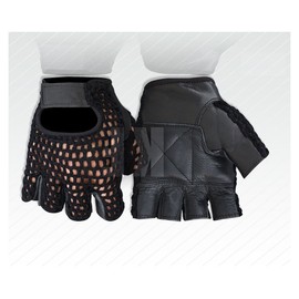 Kango MESH Weight Lifting Gel Padded Leather Gloves Training Cycling Gym Black (Medium)
