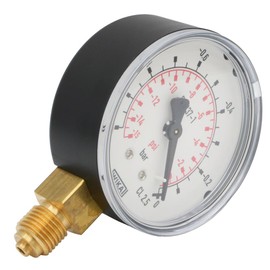 Fittingteile - Pressure Gauge Vertical Diameter 63 mm - Class 2.5 for Compressed Air Vacuum Pneumatic Pressure Display (Display Range: -1 to 0 bar)