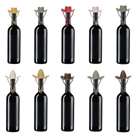 2 Pack Cowboy Hat Silicone Wine Cork, Decorative Wine Stoppers for Wine Glass Bottles,Bottle Stopper with Sombrero Design, Wine Accessories, Keeps Wine Fresh, Wine Gifts (Red & Olive)