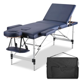 Massage Table Portable Massage Bed Lash Bed Spa Bed 3 Folding Aluminum Height Backrest Adjustable Tattoo Solon Lightweight with Carry Case, Black