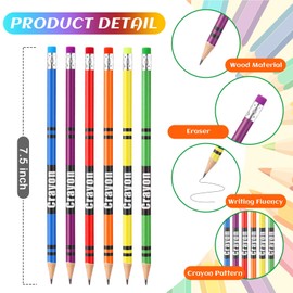 Feifeiya 96 Pcs Crayon Pencils Wristbands Gifts, Crayon Theme Party Favors Back to School Gifts for Kids Students Classroom Back to School Birthday Party Supplies