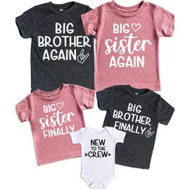 Teeny Fox Big Brother Again Sister Finally New to Crew Sibling Announcement T-Shirt
