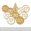 White and Gold 70th Birthday Party Favor Stickers - 180