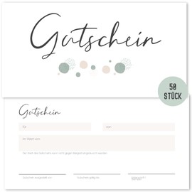 Things of Happiness Blank vouchers to fill in (50 pieces) | set of voucher cards | gift voucher for nail salon, hairdresser, massage, cosmetics, etc. (dots)