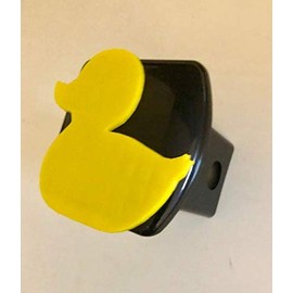 LicensePlateFreak Duck in 3D I Love Hunting - 2 inch Trailer Hitch Cover Black with Yellow