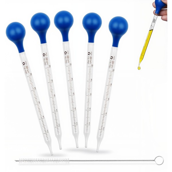 5PACK 10ml Eye Dropper Tool, Glass Pipette Graduated Liquid Dropper