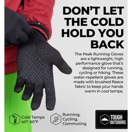 Tough Outdoors Winter Gloves - Womens and Mens Waterproof Touch Screen Gloves - Hiking, Texting, Cycling Warm Thermal Touchscreen Snow Glove Liners for Men and Women - Medium/Large