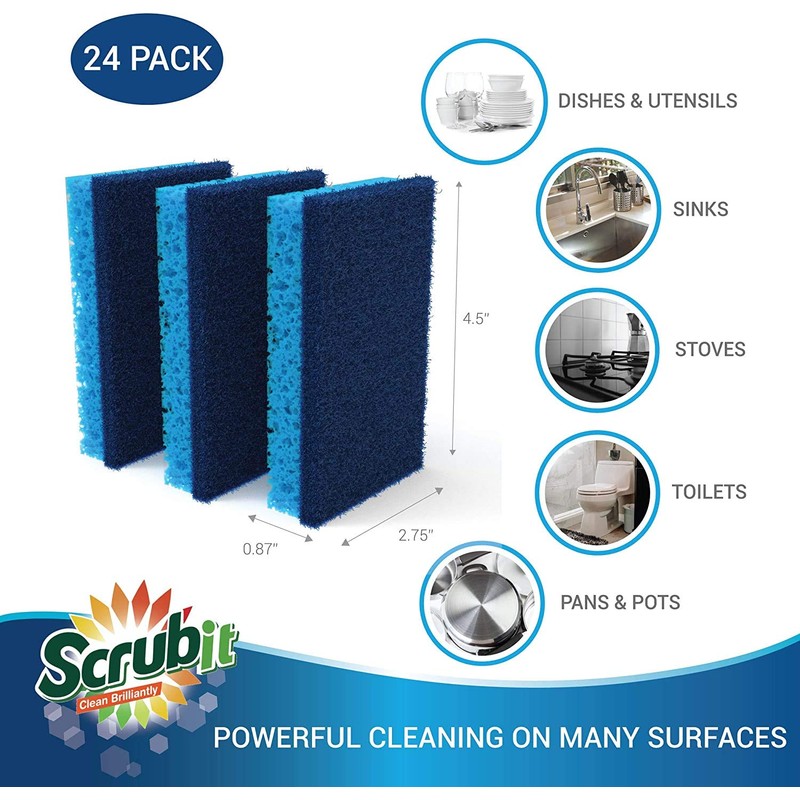 SCRUBIT Kitchen Scrub Sponges - Non-Scratch Dishwashing Sponge for Cleaning