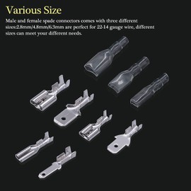 Twidec/360Pcs 2.8/4.8/6.3mm Quick Splice Male and Female Wire Spade Connector Crimp Terminal Block Assortment Kit with Insulating Sleeve for Electrical Wiring Car Audio Speaker with Crimping Pliers