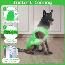 Kickred 2 Pack Dog Cooling Shirts, Ice Pet Vest Dog Clothes for Instant Cooling, Lightweight Breathable Sleeveless T-Shirts for Large Dogs, Bright red+Fresh Green (L)