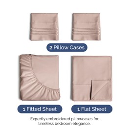 King Size 4 Piece Sheet Set - Extra Soft, Breathable & Cooling Sheets - Hotel Luxury Durable Bed Sheets for Women & Men - Deep Pockets, Easy-Fit & Wrinkle-Free Sheets - Dusty Pink Oeko-Tex Bed Sheets