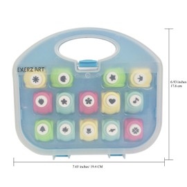 EXERZ Paper Punch Set 14pcs Art & Craft in a Storage Box - Paper Shaper, Scrapbook, Cards, Hobby Craft, DIY, Photo Album, Children’s Crafting