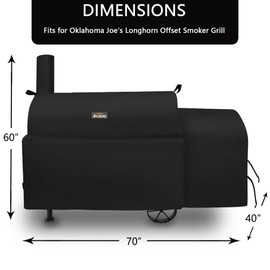 grill Cover for Oklahoma Joe's Longhorn Offset Smoker Grill, Durable & Waterproof Oklahoma Joe Smoker Accessories
