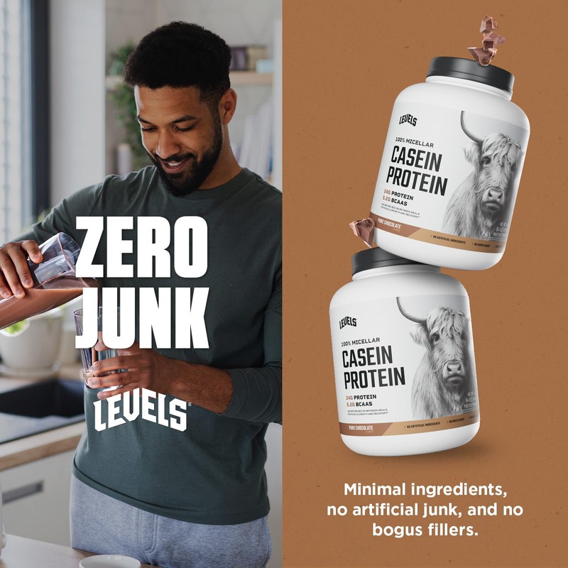 Levels 100% Micellar Casein Protein, Hormone Free, Chocolate, 4LB