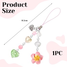 BelleVive Hibiscus Flower Phone Charm, Aesthetic Phone Accessories, Cute Y2K Phone Straps Aesthetic Star Summer Beach Accessories Phone Pouch Keyring Decor