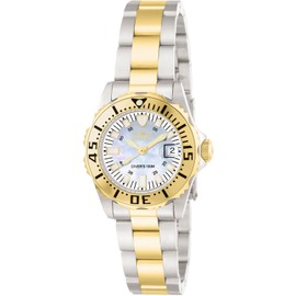 Invicta Pro Diver Women's Quartz Watch with Mother Of Pearl Dial Analogue display on Multicolour Gold Plated Bracelet 6895