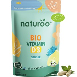 Organic Vitamin D: 100% Natural & High Quality | 60 Capsules Vegan High Dose for 2 Months | Vitamin D3 with Organic Lichen Extract, for Men and Women