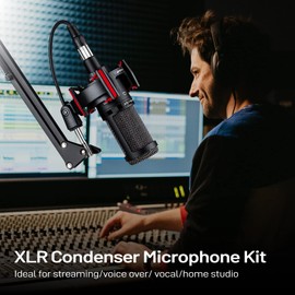 Condenser Microphone XLR,Professional Studio Recording Microphone for Computer PC,Cardioid Podcast Mic Kit with Boom Arm,Gaming Microphone for Streaming,ASMR,Singing,Voice Over,Vocal,YouTube,Zoom