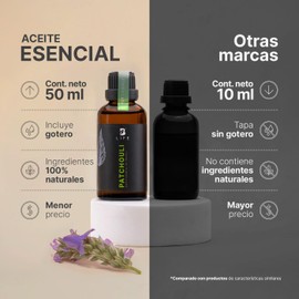 Aceite Esencial con Ingredientes Puros y Naturales, Aromalogía de 50 ml. Aceite Esencial Pachulí (Patchouli) B Life