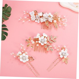 VICASKY 1set Flower Hair Combs and Rhinestone Hairpins Set U-shaped Hair Accessories for Brides and Floral Design for Weddings and Special Events