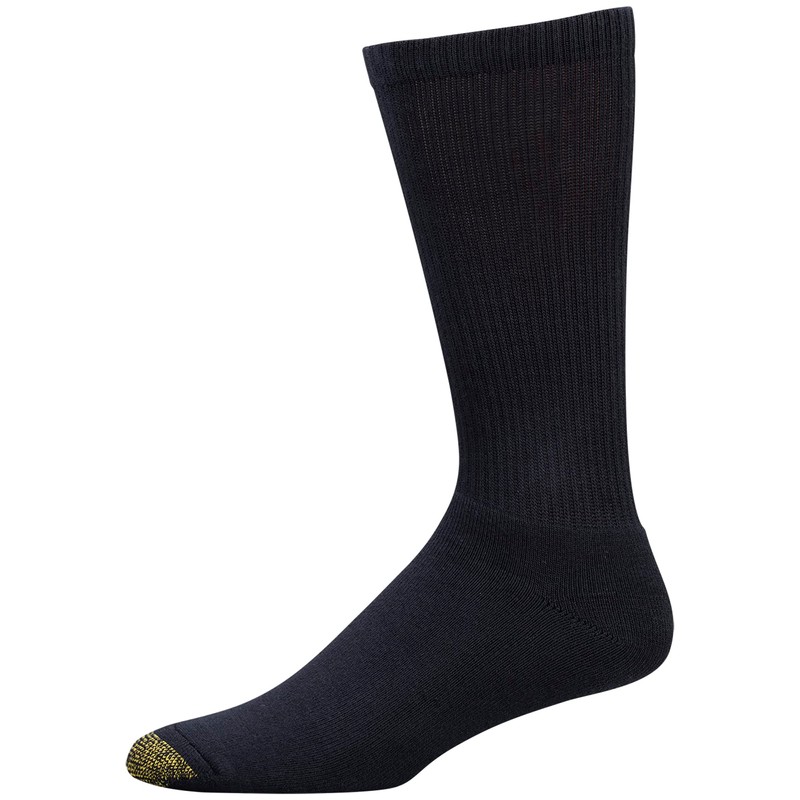 Gold Toe Men's Uptown Crew 3 Pack Socks, Black, Sock