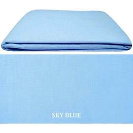 NIYS Luxury Bedding Percale Polycotton Extra Deep Frilled Valance Fitted Sheet - Lightweight, Soft (135 x 190 x 25 Box Fit x 38cm Frill) (Double, Sky Blue)