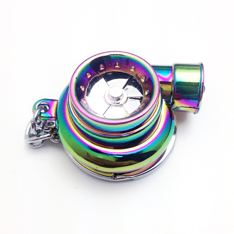 Metal Turbocharging Keychains LED Light Sound Colorful Zinc Alloy Turbine