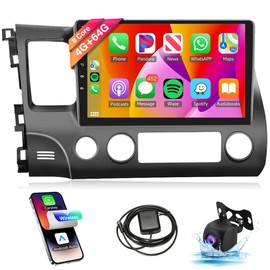8 Core 4G+64G CarPlay Radio for Honda Civic 2006-2011, Rimoody Android 13 Car Stereo GPS 4G-WiFi Android Auto Mirror Link 10.1 Inch Touchscreen Bluetooth FM/RDS DSP-36 59-UI Themes AHD Backup Camera