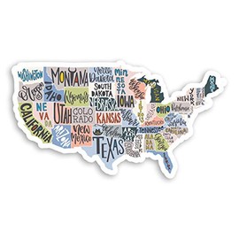 2 x 10cm US States Map Vinyl Stickers - USA America Fun Luggage Sticker #30836 (10cm Wide)
