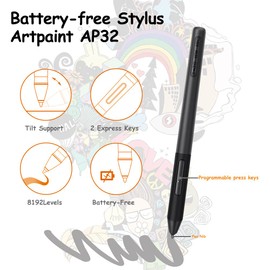 Drawing Tablet GAOMON M10K PRO 10 x 6.25 inches Large Graphic Tablet, Digital Art Tablet Supports Tilt & Radial Function with 10 Shortcut Keys, Battery-Free Stylus, Work with Mac, Windows & Android