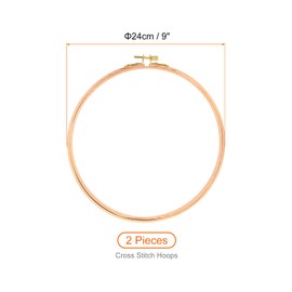 PATIKIL 2 Pieces 9 Inch Embroidery Hoops Round Adjustable Beach Wood Circle Cross Stitch Hoop Ring Bulk for Embroidery Art Craft Handy Sewing Decoration