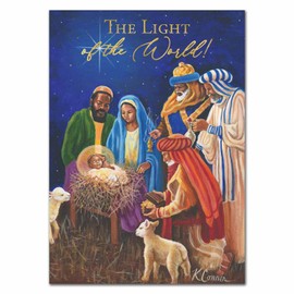 African American Expressions - Embossed Christmas Cards Boxed Set - Christian Seasonal Designs - Set of 15 (5x7) Cards with Foil-Lined Envelopes & Gold Sticker Seals - Wise Men Nativity