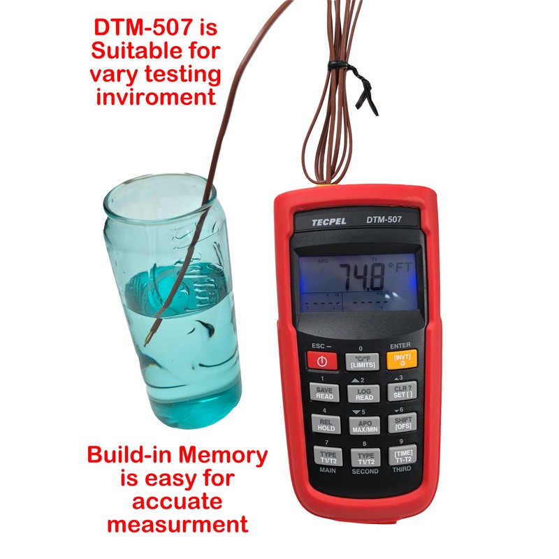 TECPEL DTM-507 - Termómetro termopar de almacenamiento de datos de