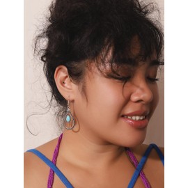 MINACHI Bohemian Vintage Style Created Turquoise Teardrop Pendant Earrings, Ethnic Jewelry for Women