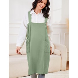Schine Women's Cotton Cross Back Pinafore with Big Pockets Practical Aprons for Gardening Works,Cooking,Coffee House,Painting