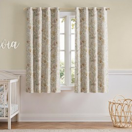 jinchan Nursery Curtains 95% Blackout Yellow Floral Curtains for Girls Room, 63 Inch Length Farmhouse Drapes for Bedroom Living Room Darkening Window Treatment Grommet Top Set of 2 Panels