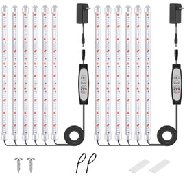 SDOVUERC 6 Bars Grow Light Strips for Indoor Plants with Auto ON/Off Timer 6/9/12H, 5 Dimmable Levels for Shelves Plant Growing(Pack 2)