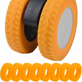 INUSO 2025 Upgraded Anti-Fall Luggage Wheel Covers, 8-Pack – Dustproof, Scratch-Resistant & Noise-Reducing Suitcase Wheel Protectors for Travel (Orange-Wearable)