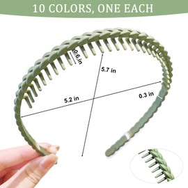 YONOY 7mm Thin Headbands For Women,10 PCS Colorful Fashion Effortless Plastic Headbands with Teeth No Slip Comb for Women Men Teen Girls