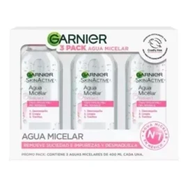 Garnier Agua Micelar Garnier Skin Active 3 Pzas De 400 Ml C/u