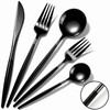 Culterman Modern Black silverware Set,Premium 18/10 Stainless Steel,Heavy duty,Sturdy,Sharp Practical