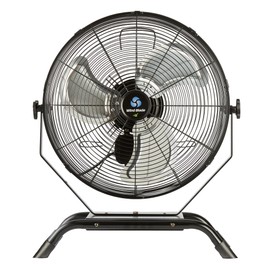 Restaurantware Industrial Fan 1 Count 22 Inch Steel Industrial Floor and Wall-Mount Fan with Aluminum Blade and Steel Guard, Adjustable Tilt, 3-Speed, High Airflow, Black, 1/7 HP