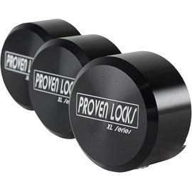 Proven Industries Puck Lock Set, Model 400XL, 3-Pack, Hidden Shackle, Keyed Alike, 6061 Solid Aluminum, Shackle Opening 1 3/4 x 1 3/4 x 7/8 in, Depth 1 1/4 in, Made in USA, Black