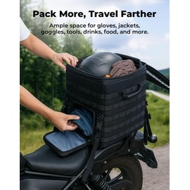 KEMIMOTO Motorcycle Travel Luggage Tail Bag 60L Backrest Sissy Bar Helmet Bag with Straps for Touring Model Road King Road Glide Street Glide Softail Dyna