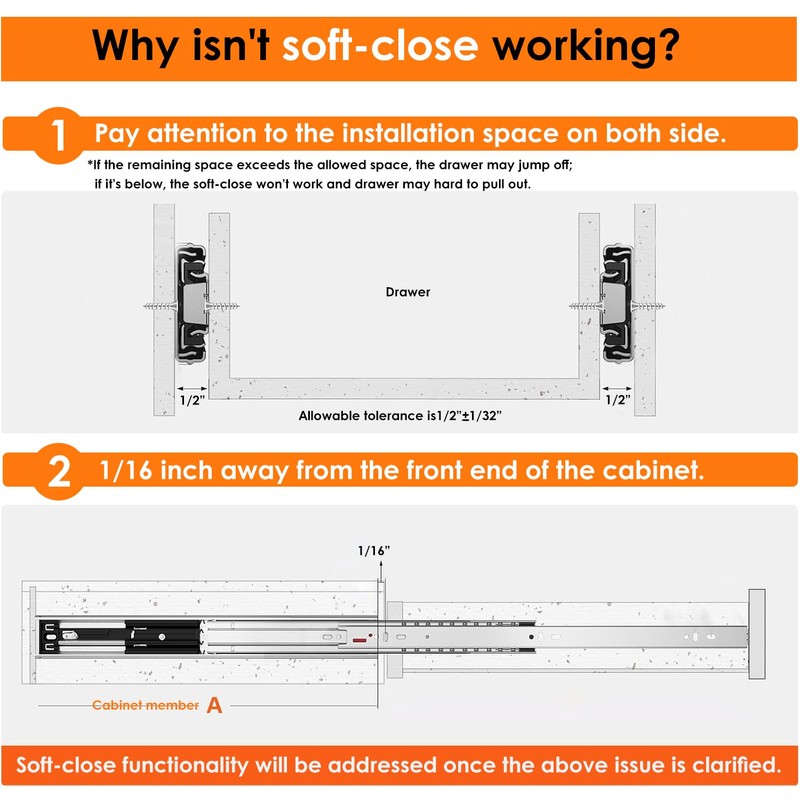 1 Pair | Soft Close Drawer Slides 20 inch, HBL’