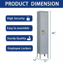 Unbranded 1/2/3/4/5 Door 66"H Metal Lockers With Lock for Home Gym Office School GarageUS - 1