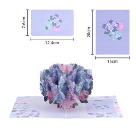 BYZANDQI Biglietto pop-up con farfalle su fiori, biglietto di compleanno 3D per donne (mamma, nonna, zia), biglietto di congratulazioni per anniversario per fidanzata (ortensia rosa)